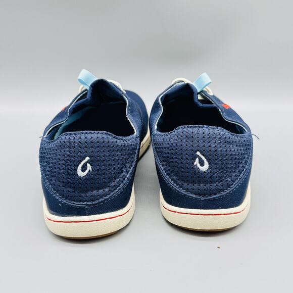 Olukai Shoes Men 7 Navy Blue Nohea Moku Mesh Boat Sneaker Lace Up Low Top Casual - Picture 7 of 13